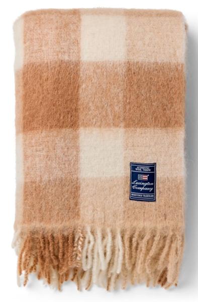 Lexington Decke Mohair Karo beige/weiß