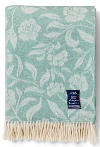 Lexington Decke Wool Throw Blumen grün/offwhite