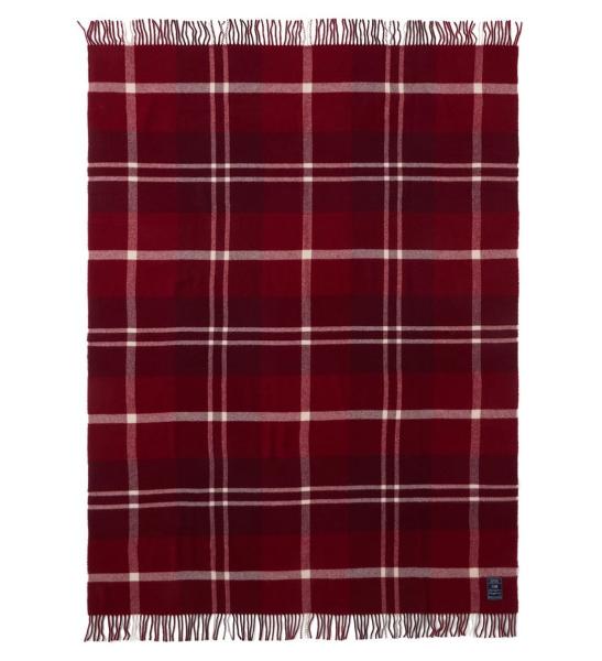 Lexington Decke Wool Throw Karo rot/weiß